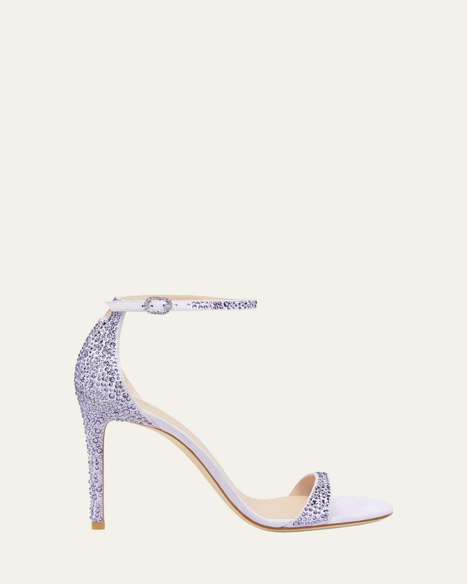 Nudist Embellished Silk Ankle-Strap Sandals
